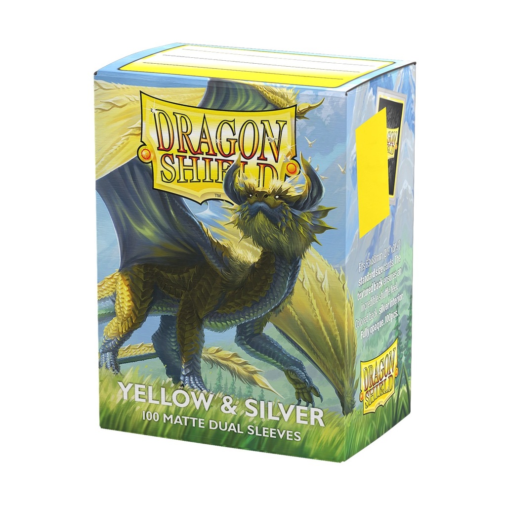 [ACC-SH-AT-15071] Dual Matte Yellow & Silver (100 Pack) - Dragon Shield Card Sleeves