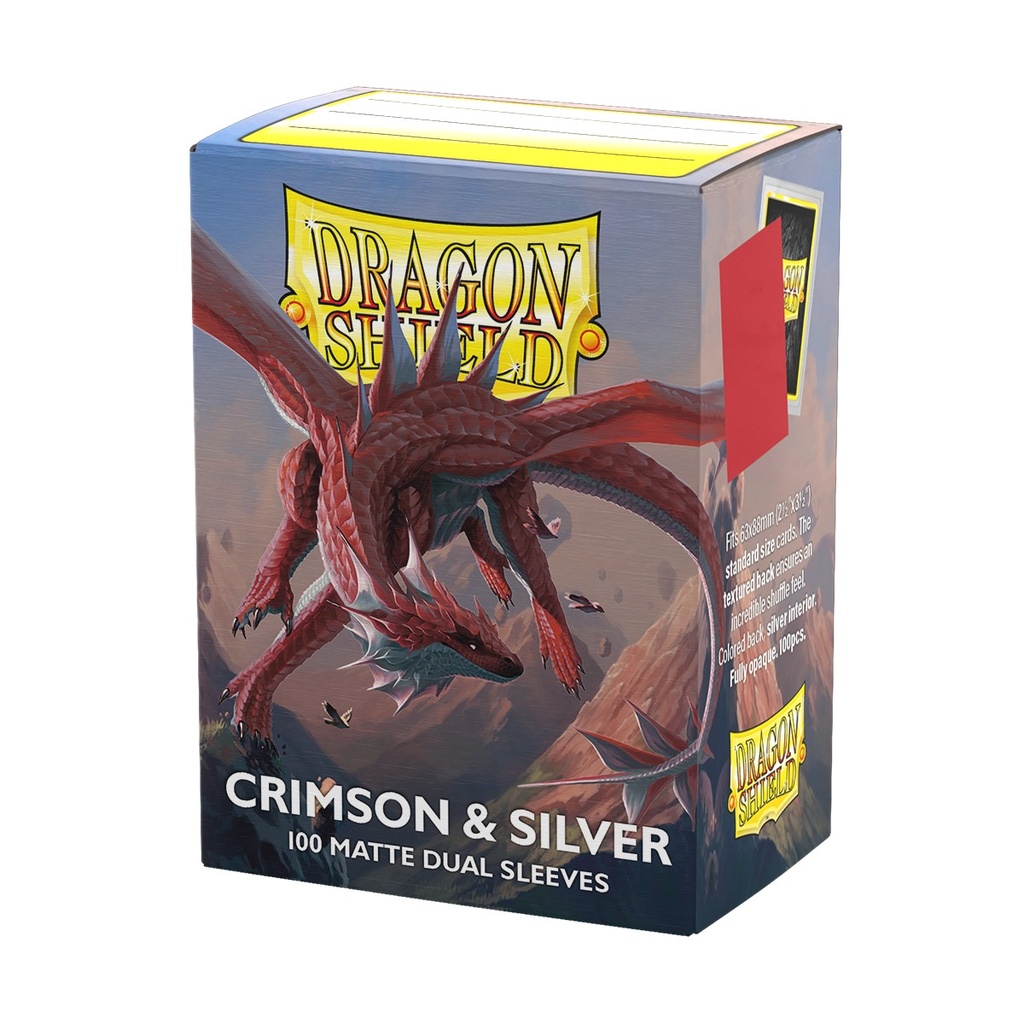 [ACC-SH-AT-15072] Dual Matte Crimson & Silver (100 Pack) - Dragon Shield Card Sleeves