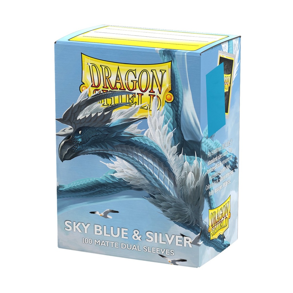 [ACC-SH-AT-15074] Dual Matte Sky Blue & Silver (100 Pack) - Dragon Shield Card Sleeves