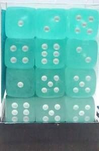 Chessex: Frosted Teal/White 12Mm D6 Dice
