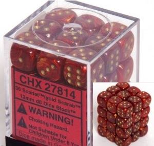 Chessex: Scarab Scarlet/Gold 12Mm D6 Dice Block