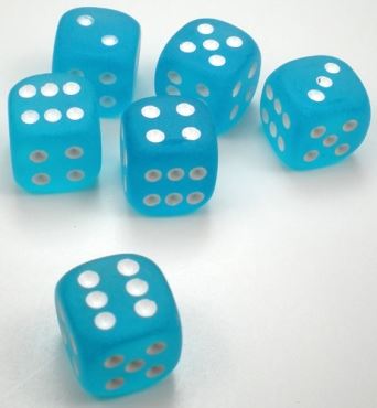 [ACC-SH-CHX27816] Chessex: Frosted Carribean Blue/White D6 Dice