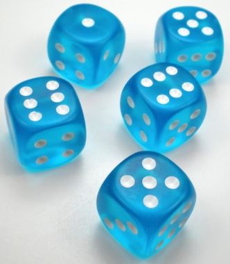 Chessex: Frosted Carribean Blue/White 16Mm D6 Dice