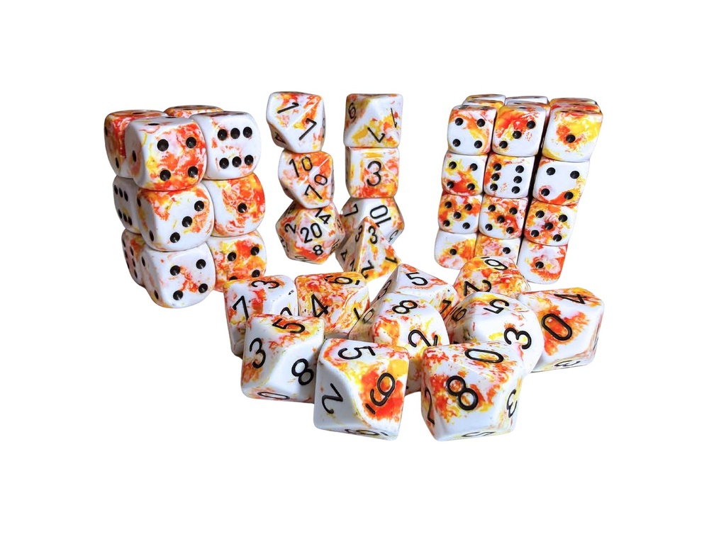 [ACC-SH-CHX24403] Chessex Brush Dice Sunrise 7 Die Set