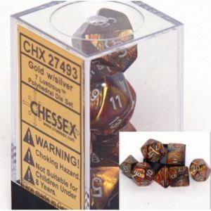 [ACC-SH-CHX27493] Chessex: Lustrous Gold/Silver 7-Die Set
