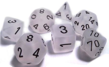Chessex: Frosted Clear/Black 7-Die Set
