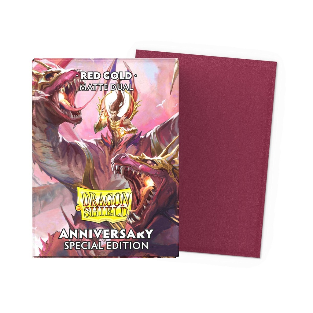 [ACC-SH-AT-15065] Dual Matte Pomegranate & Gold (100-pack) - Anniversary Special Edition Dragon Shield Card Sleeves